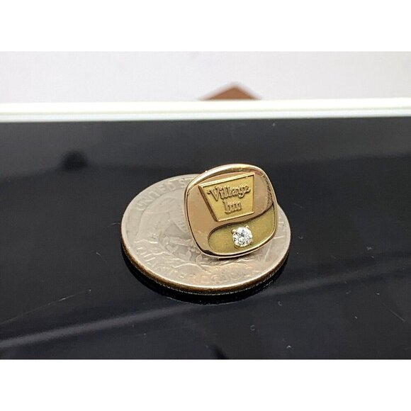 Village Inn Restaurant Diamond 10k Yellow Gold Service Pin No Back - Picture 3 of 7